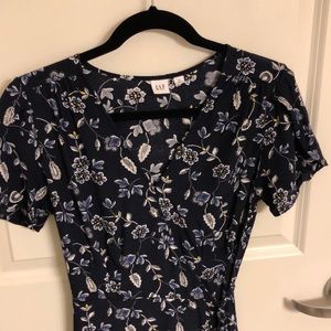 Floral Gap midi wrap dress with flutter sleeves